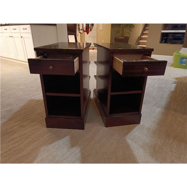 Set of 2 Wooden Small Tables Including Contents; 12W, 22D, 24T Each