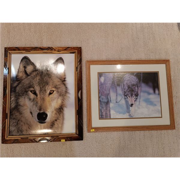 Set of 2 Wolf Art Prints; One is 19W, 23T; Other is 22W, 18T