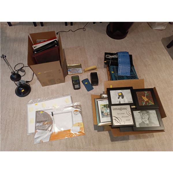 Office and School Essentials - Calculators, Geometry Set, Lamp, Binders, Box of new Frames, etc!