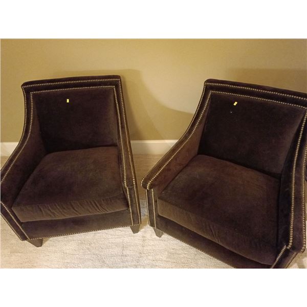 Velvet Brown Chairs, Set of 2;  30W, 32D, 36T Each