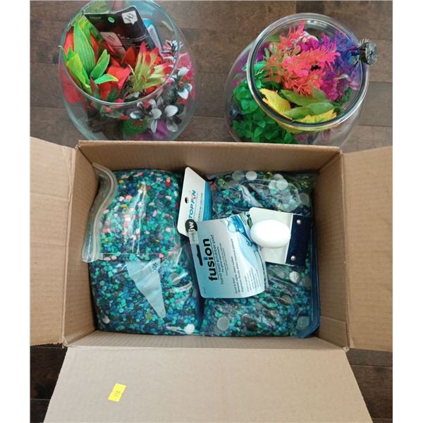 Fish Care Items Bundle; Bowls, Various Rocks, Decorations, and More!