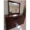 Image 1 : Wooden Dresser with Mirror - 'American Drew' Dresser is 64W, 18D, 39T. Mirror is 40W, 7D, 35T.