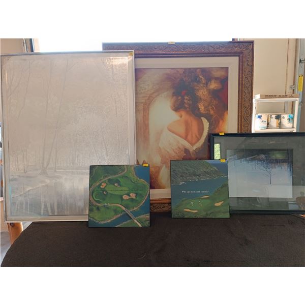 Set of Various Prints/Arts - Wolf, Woman, Golfing