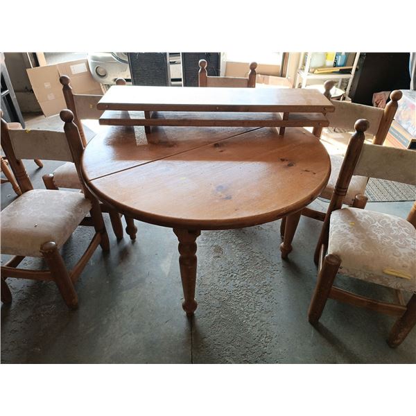 Wooden Table Set Including 5 Matching Chairs & 2 Leafs For Extension; 49W, 30T