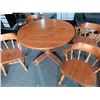 Image 1 : Pine Table with 4 Matching Chairs - Top is Not Attached, Needs to be Screwed In; 48W, 30T