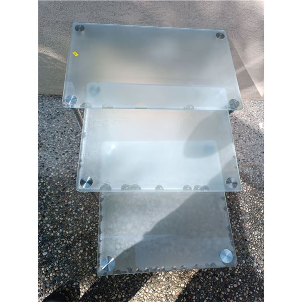 Set of 3 Glass Outdoor Tables; Largest is 25W, 16D, 20T