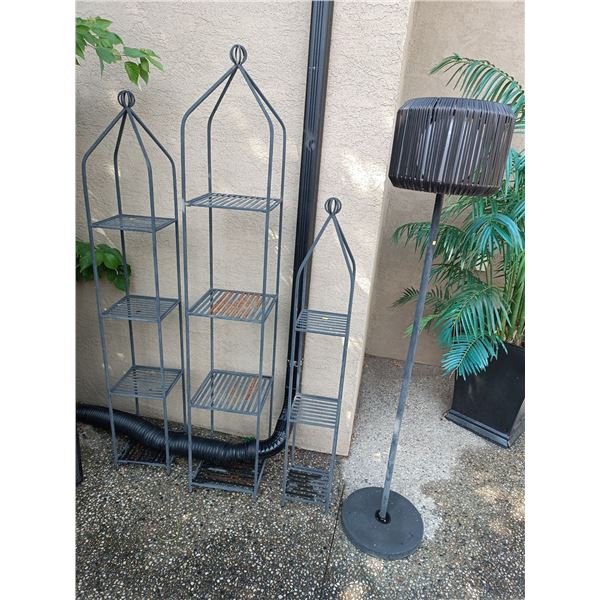Metal Outdoor Shelves with Matching Lamp; Largest Shelf Measures 12W, 12D, 72T
