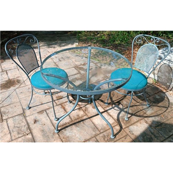 Outdoor Table with 2 Chairs; Table is 30W, 29T; Each Chair is 16W, 32T
