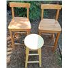 Image 2 : 2 Wood Chairs (16W, 16D, 36T),4 Stool (19w, 14D, 26T), Stool, Foldable Chair & Table (72W, 30D, 29T)