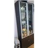 Image 1 : Dark Wooden Glass Cabinet With Mirror; 32W, 14D, 82T
