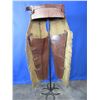 Image 2 : Tooled And Fringed Shotgun Chaps With Pockets- 8 1.5" Nickel Conchos- 39"- Used Condition But Usable