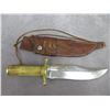 Image 2 : Signed RH Ruana 39C "M" Bowie Knife- Original Sheath- Brass Topped Blade- 9" Blade- 4.5" Handle- Fai