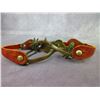 Image 2 : Star Marked Hercules Bronze Buffalo Head Spurs- 1.6" Bands- 2" Shanks- 1.75" 10 Point Rowels- Chap G