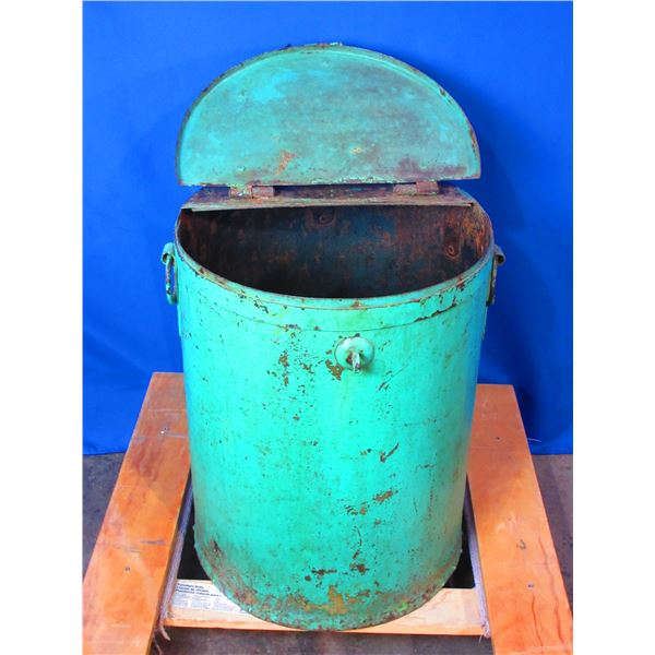Primitive Iron Round Storage Cannister With Handles- 24" X 18"
