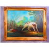 Image 1 : Original Oil Painting Of Hunting Dog And Pheasants- 24" X 18"