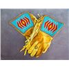 Image 1 : Beaded And Fringed Smoked Leather Gauntlets- 14" X 7"- New Condition