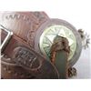 Image 7 : Unmarked Hernandez Silver Inlaid Spurs- .7" Bands- 2" Drop Shanks- 1.8" 10 Point Rowels- Barrel Chap