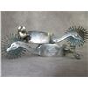 Image 2 : Marked T Hunter Silver Overlaid Gooseneck Spurs- Engraved Inside- 1.3" Bands- 3" Shanks- 2.5" 30 Poi