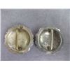 Image 2 : Unmarked Loopback Sterling Silver 2" Conchos With A Brass Heart- Domed- Engraved- Scalloped