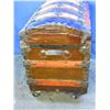 Image 2 : Restored Antique Round Top Slatted Trunk- 24" X 32.5" X 19"D
