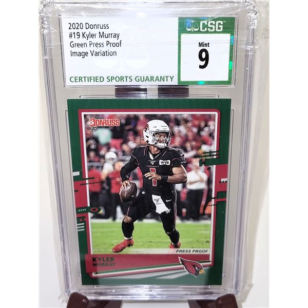 2020 Donruss #19 Kyler Murray Green Press Proof Image Variation - Graded 9 MINT