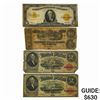 Image 1 : [4] 1917&1922 $2 & $10 Lot of U.S. Currency