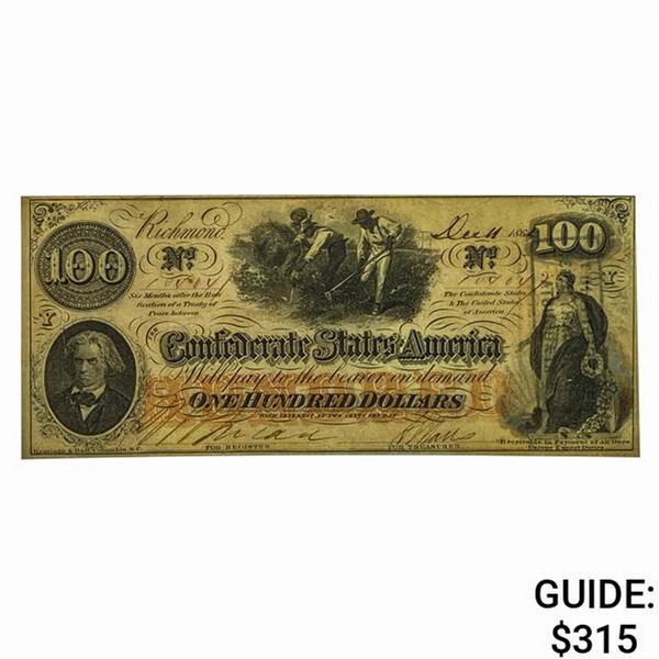 1862 $100 Confederate States of America Note