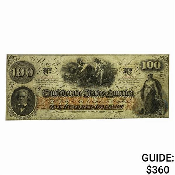 1862 $100 Confederate States of America Note