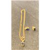 Image 1 : 10K CHAIN (17") WITH 14K PENDANT SET WITH SAPPHIRE & DIAMONDS & PAIR 14K EARRINGS SET WITH SAPPHIRE