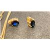 Image 3 : 10K CHAIN (17") WITH 14K PENDANT SET WITH SAPPHIRE & DIAMONDS & PAIR 14K EARRINGS SET WITH SAPPHIRE