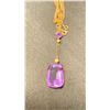 Image 2 : 9K CHAIN (18") WITH 9K PENDANT SET WITH AMETHYSTS AND PEARLS (8.9G)