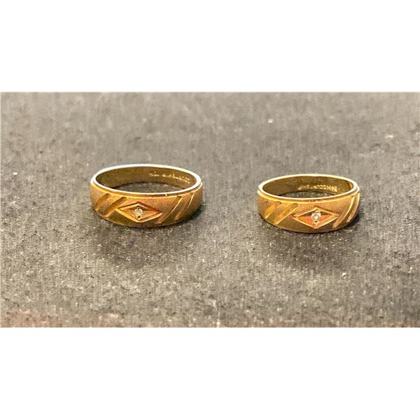 TWO 14K WEDDING RINGS SET WITH DIAMONDS (6G)