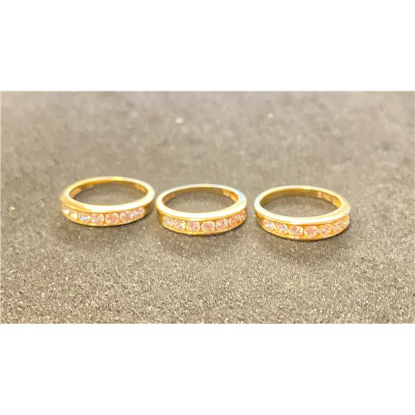 THREE 14K LADIES RINGS SET WITH CUBIC ZIRCONIA (8G)