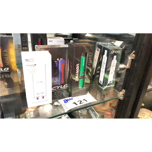 YOCAN CYLO, PILLAR REPLACEMENT GLASS, 2 IFOG VORTEX VAPES AND 2 GLASS BUBBLERS *IN BOX*