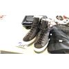 Image 2 : MISC ITEMS INCL BROWN BOSS SHOE, SWISS GEAR BLACK DUFFLE BAG, 3-TOGUES, DICKIE'S BLACK BAG