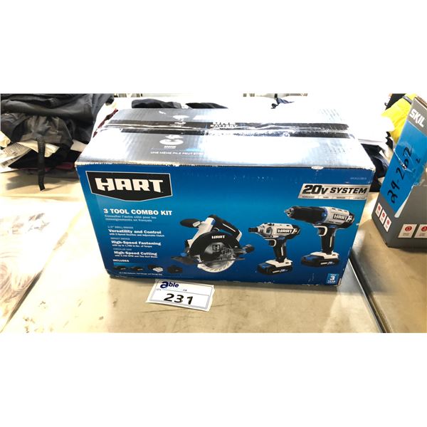 HART 3-TOOL COMBO KIT 20V SYSTEM (DRILL, IMPACT AND CIRCULAR SAW)
