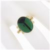 Image 3 : Vintage 14K Gold Oval Bezel Inlaid Chrysoprase & Black Onyx Scarab Beetle Ring