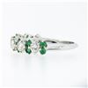 Image 6 : Vintage 18K White Gold 1.7 ctw Prong Large Round Diamond Emerald Wedding Band Ri
