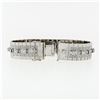 Image 5 : Vintage 18k White Gold 2.40 ctw Round Diamond 15mm Wide Brick Mesh Link Bracelet