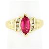 14k Gold 1.00 ctw Marquise Pink Tourmaline w/ Round Diamond Channel Accents Ring