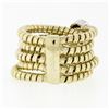Image 6 : 18k TT Gold Round Diamond Cluster Wide Multi-Crossover Statement Band Ring Sz 6