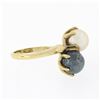 Image 5 : Estate 14K Gold 7.3mm Black & White Dual Cultured Pearl Polished Bypass Ring