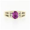 Image 4 : 14k TT Gold 1.18 ctw Pink Sapphire Solitaire Round Diamond Channel Engagement Ri