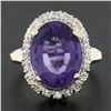 Image 2 : Vintage 14K TT Gold 7.15 ctw Oval Amethyst w/ Round Diamond Halo Cocktail Ring