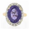 Image 3 : Vintage 14K TT Gold 7.15 ctw Oval Amethyst w/ Round Diamond Halo Cocktail Ring