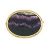 Image 1 : Vintage 9k Gold Oval Bezel Polished Natural Amethyst Twisted Wire Frame Brooch