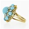 Image 6 : Vintage 14k Gold 0.52 ctw Cabochon Turquoise & Diamond Handmade Wire Work Ring