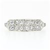 Image 4 : Antique Art Deco Platinum 0.64 ctw Transitional Cut Diamond Two Row Wave Band Ri