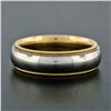 Image 2 : Men's 18k White and Yellow Gold 5.5mm Milgrain Edged Band Ring