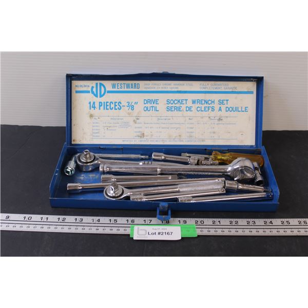 Westward Case & 3/8"-1/2" Socket Ratchets & Extensions